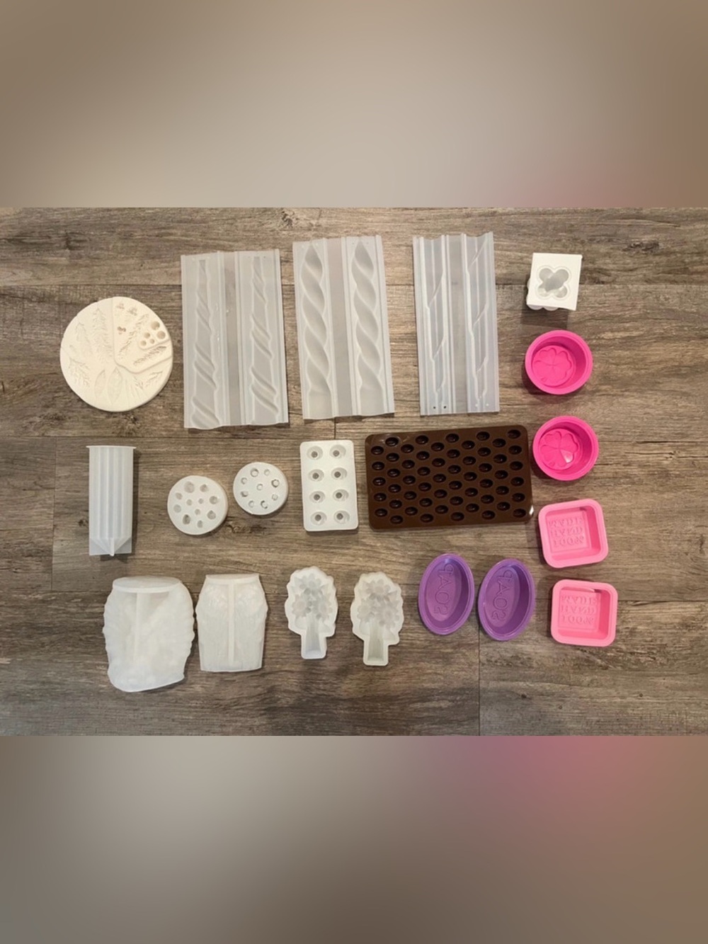 Set of 20 Silicone and Plastic Mold Set - for candles, resin and soap